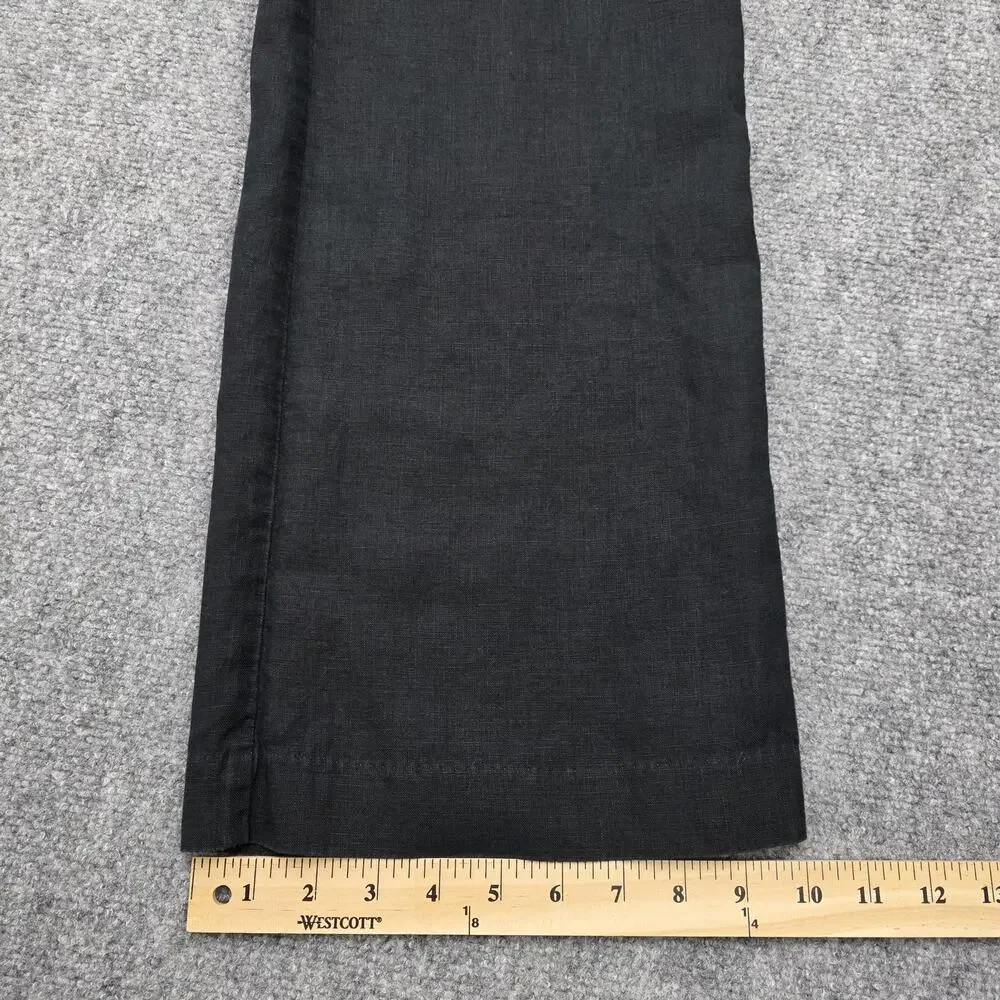 J Jill Pants Womens Petite 10 Black Linen Wide Leg Dress Trousers Casual Summer - Picture 10 of 16